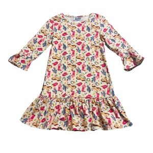 Counting Daisies Girl's Size 10 Dress Western Cowgirl Bell Sleeve Rodeo Horses